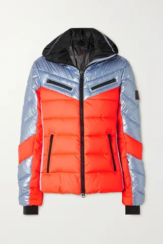 BOGNER FIRE+ICE - Farina3 Hooded Quilted Two-tone Metallic Ski Jacket - Orange