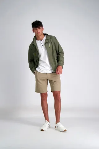 Haggar Men's Regular Fit Flat Front Stretch Chino Shorts 40 x 9.5" - Khaki