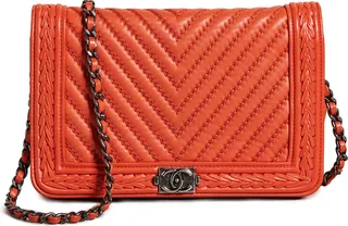 What Goes Around Comes Around Chanel Orange Calf Braid Boy Bag
