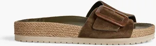 Grant buckle-detailed suede slides