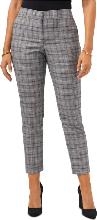 Womens Glen Plaid Flat Front Straight Leg Pants