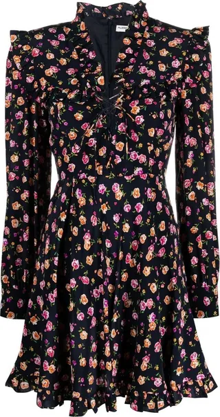 Floral-Print Silk Mini Dress