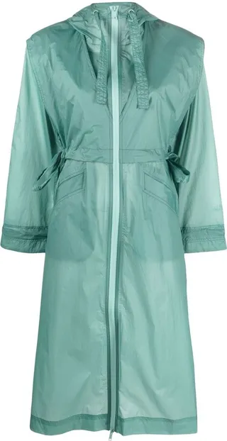 Oversized Zipper logo-print hooded coat