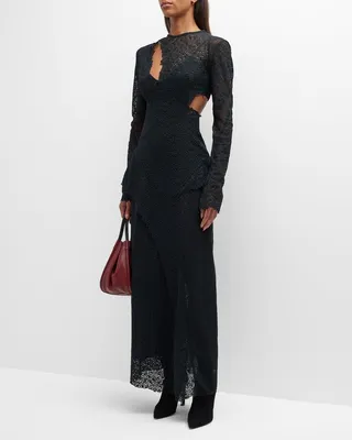 Embroidered Lace Evening Dress