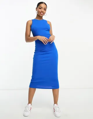 Vero Moda sleeveless jersey body-conscious midi dress in blue