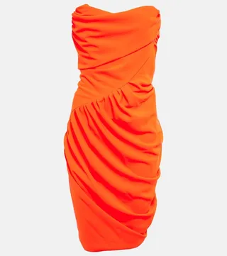 Draped crepe corset minidress