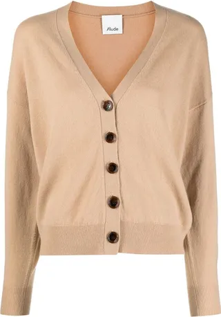 V-neck button-down cardigan