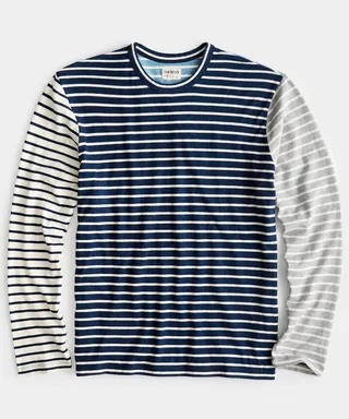 Issued By: Japanese Nautical Striped Tee in Original Navy