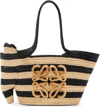 X Paula's Ibiza Small Elephant Grass Striped Basket Bag Natural And Black