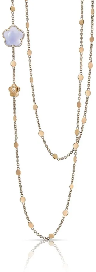 Bon Ton 18k Blue Chalcedony Necklace with Diamonds