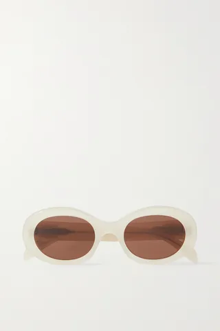 CELINE Eyewear - Triomphe Oval-frame Acetate Sunglasses - Ivory
