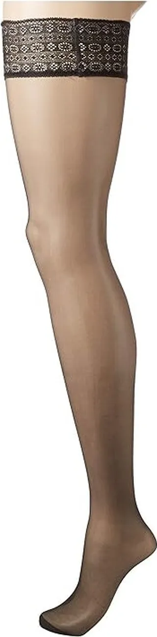 Falke Seidenglatt 15 Modern Lace Stay Up (Black) Hose
