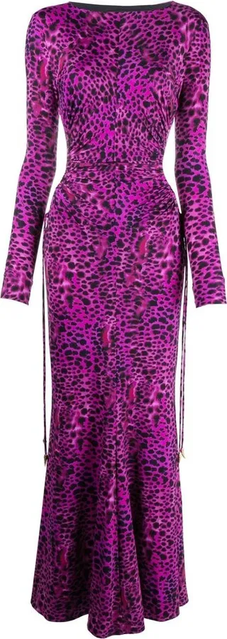 Animal-Print Open-Back Dress