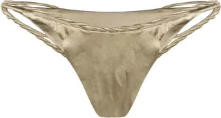 Metallic Twist-Detail Bikini Bottoms