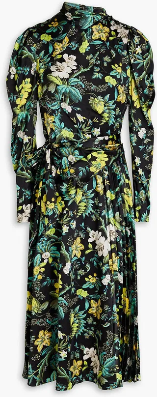 Irwin pleated printed silk-satin crepe midi dress