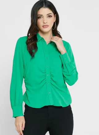 Ruched Button Down Shirt