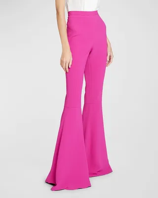 High-Rise Flare-Leg Crepe Pants