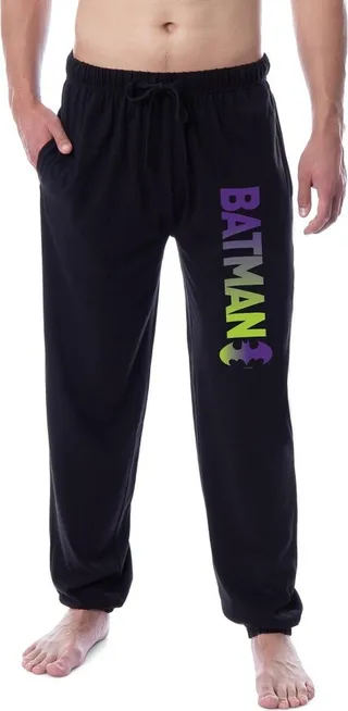 DC Comics Men's Batman Classic Bat Logo Ombre Sleep Jogger Pajama Pants (Medium) Black