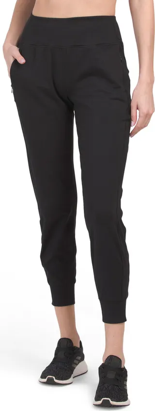 Interlock Greenwich Wide Waistband Joggers With Front Zipper Pockets