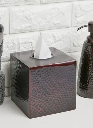 Allegra Hammered Dark Bronze Tissue Box