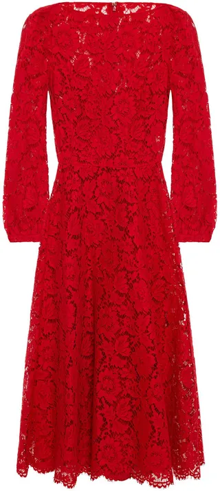 Cotton-blend corded lace midi dress