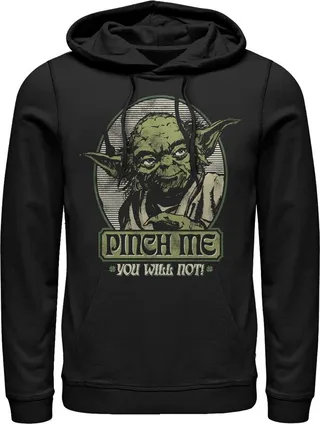 Men's Star Wars Yoda Pinch Me You Will Not Pull Over Hoodie - Black - Large