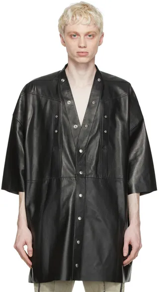 Rick Owens Black Leather Jacket