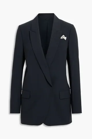 Double-breasted wool- blend woven blazer