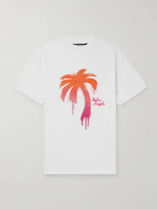 Logo-Embroidered Printed Cotton-Jersey T-Shirt