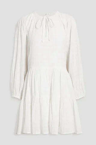 Drifter gathered cotton-jacquard mini dress