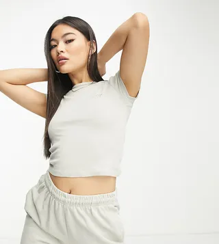 ASYOU neat fit tee in washed beige - part of a set