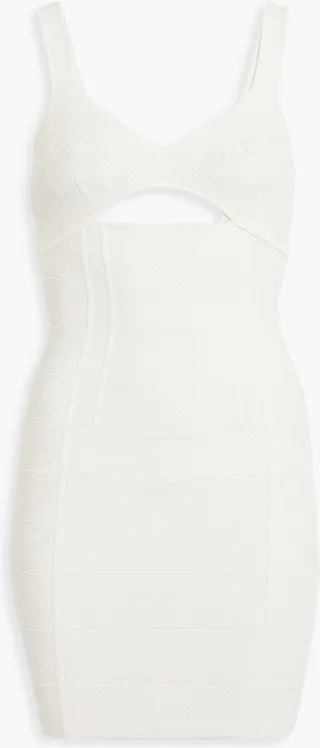 Cutout textured-bandage mini dress
