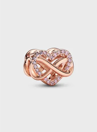 Family Infinity Pink Heart Charm
