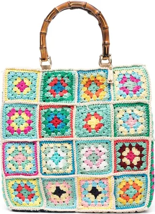 Floral-Embroidered Tote Bag