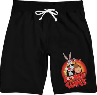 Looney Tunes Classic Characters Men’s Black Drawstring Sleep Pajama Shorts-XL