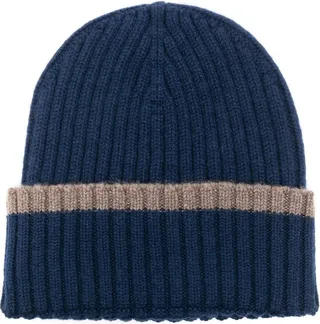 Stripe-Trim Cashmere Beanie