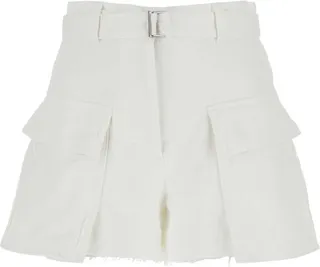 Sacai Belt Detailed Panelled Denim Shorts