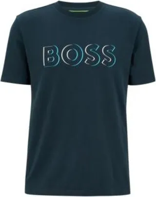 Brushed cotton-jersey T-shirt with dynamic logo print