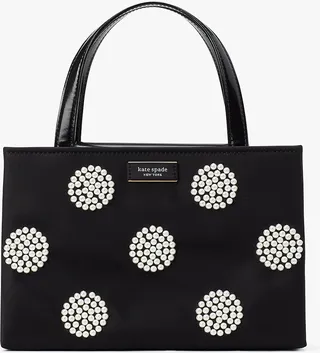 Kate Spade Sam Icon Pearl Embellished Nylon Small Tote