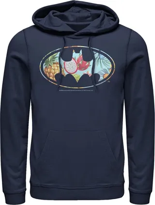 Men's Batman Tropical Logo Pull Over Hoodie - Navy Blue - X Large
