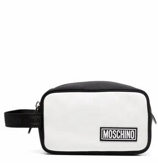 Moschino Logo Patch Zipped Toiletry Bag