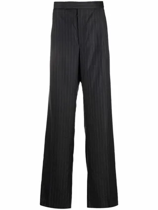 Pinstripe Wide-Leg Tailored Trousers