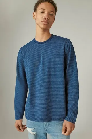 Long Sleeve Indigo Stripe Crew