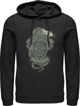 Men's Harry Potter Slytherin Coat of Arms Pull Over Hoodie - Black - Large