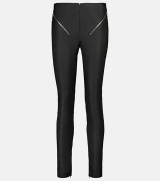 High-rise slim leather pants