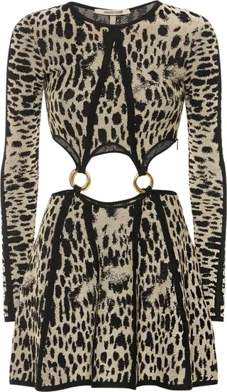 Viscose jacquard cutout mini dress