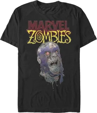 Men's Marvel Zombies Captain America Face T-Shirt - Black - Small