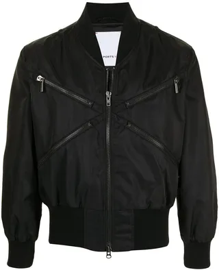 Zip-Embellished Bomber Jacket