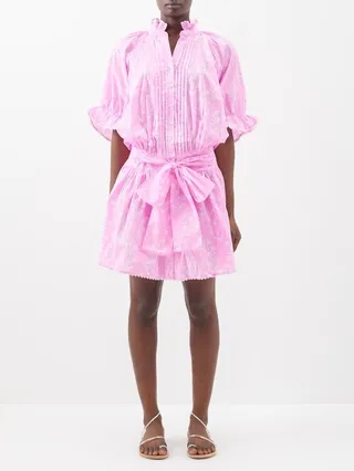 Floral-print Cotton Mini Shirt Dress