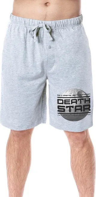 Star Wars Mens' Movie Film Death Star Battle Station Sleep Pajama Shorts (XXXXL) Grey